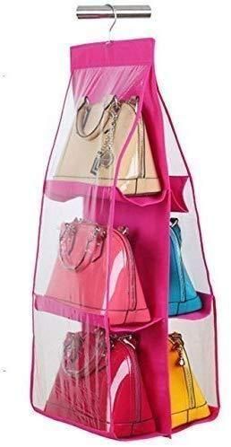 6 Pocket PVC Storage Bag Organizer Hanging Bags Closet Fashion Handbag Purse Pouch